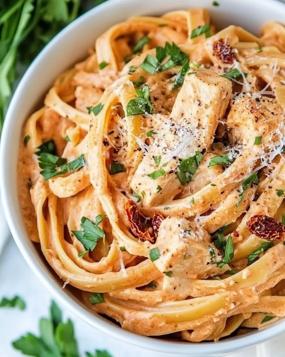 Crockpot Sun Dried Tomato Chicken Alfredo